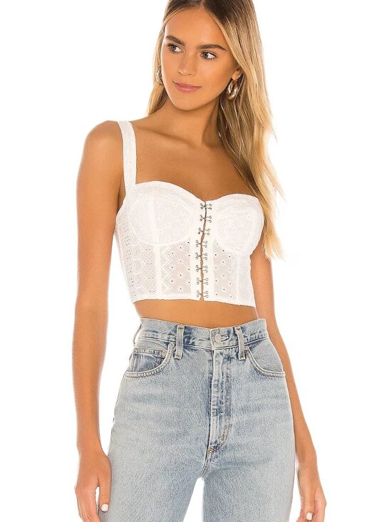 superdown Tops - Superdown Romona Crop Top Sz M White Eyelet Lace Coquette Cottage Core Boho